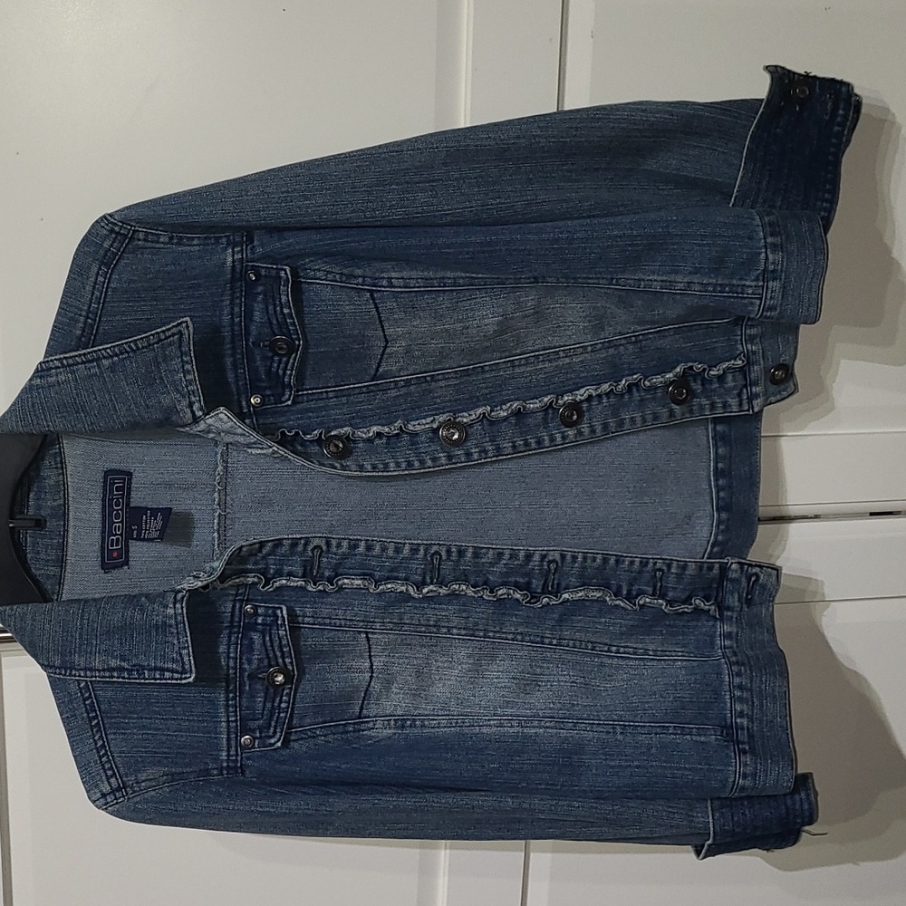 Baccini Women's Denim  Jacket With Rhinestones Buttons in front and in 2 pockets